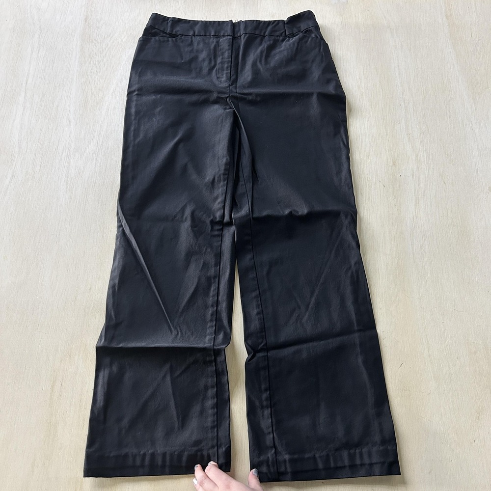 Y2K Dress Pants Womens 32x28 Black Twill Straight Leg Front Zip Career Office